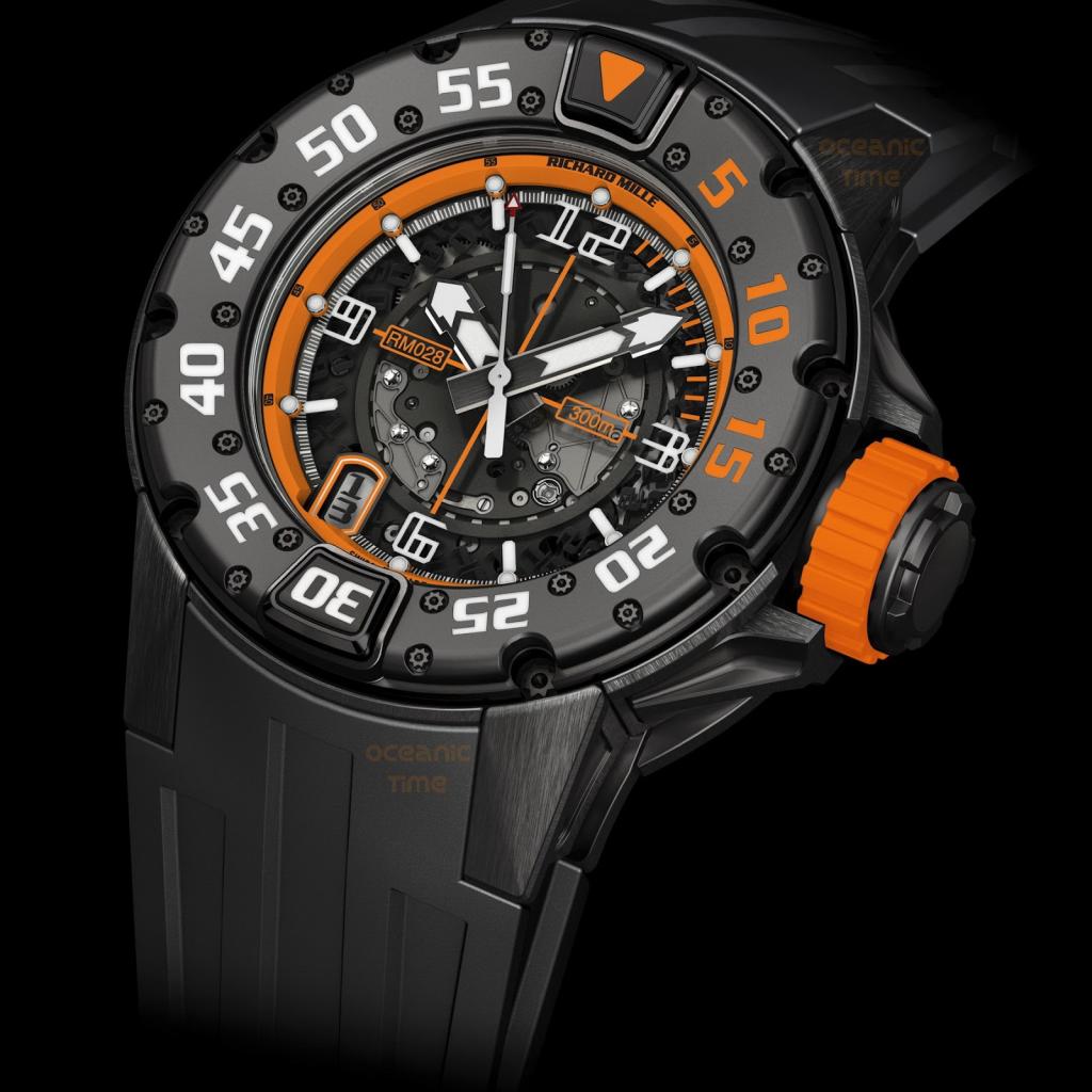 Richard Mille Replica Watch RM 028 Diver Orange Flash Black Titanium